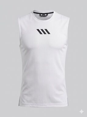 Adidas White Basket Ball Dri Fit Tank top Ptp 24” A0145